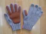 Outdoor Activities Winter Gloves For Men , Warm Knit Gloves With Leather Palm
