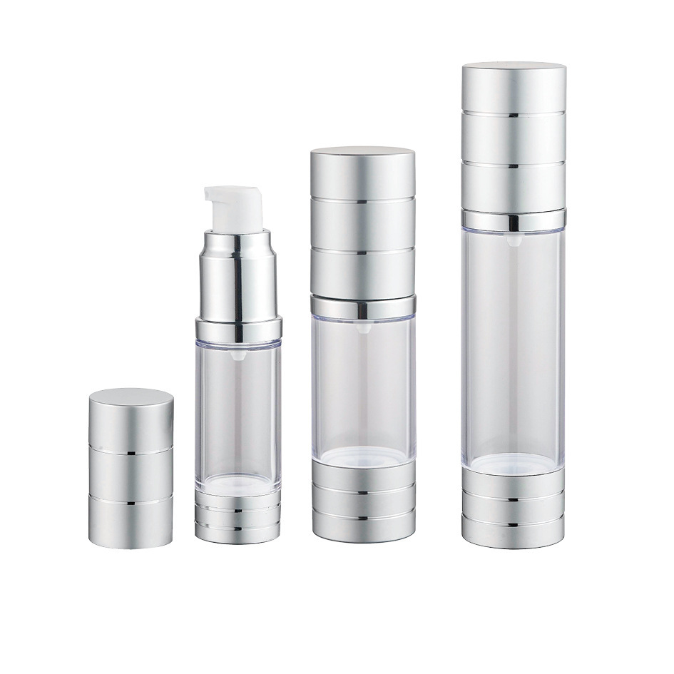 Frosted Golden Airless Spray Pump Bottle 15ml 30ml 50ml Plastic Purple Airless Serum Bottle With PP Pump for Skincare Packaging
