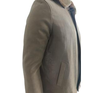 Khaki Military Style Faux Fur Collar Thickened Jacket Customizable Fabric