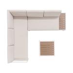 AJUNION L Shaped Outdoor Furniture Set Aluminum Lounge Set with Plastic Teak