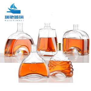 China Custom Design 700ml 750ml Extra Flint Metallic Gold Champagne Glass Bottle for Liquor factory