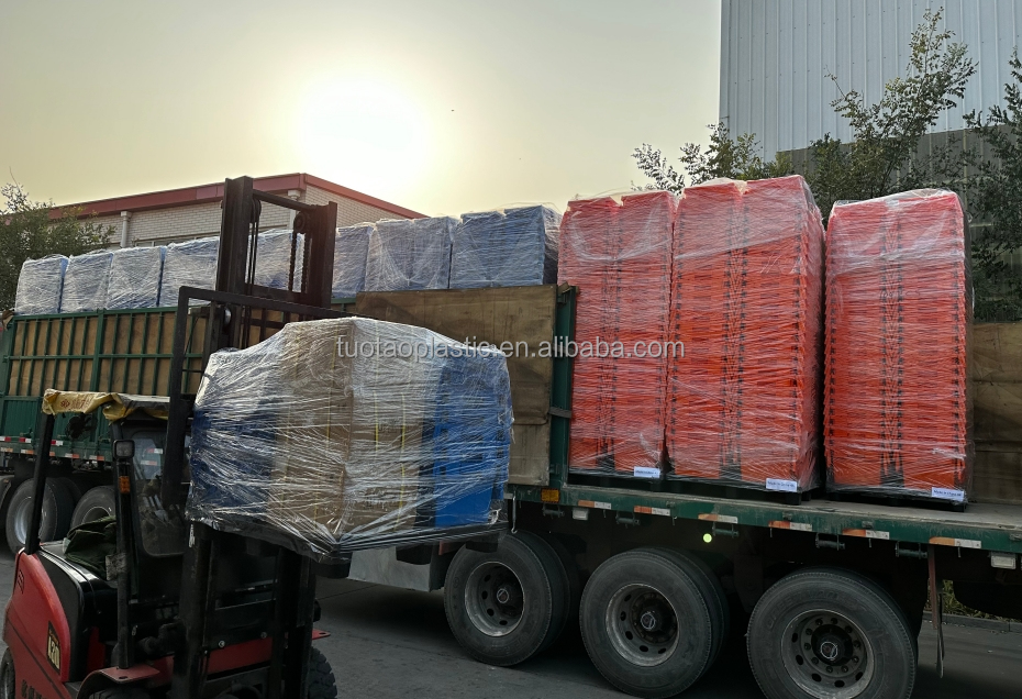 Stackable Nestable Vented Attached Lid Plastic Moving Box for Logistic Transport