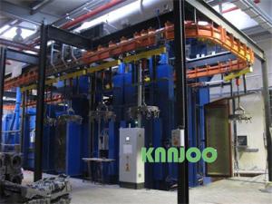 China Catenary Stepping Q48 Monorail Shot Blasting Machine For Casting Forging Parts factory