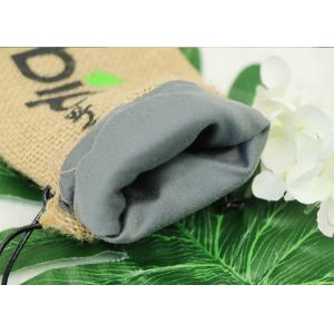 Drawstring Jute Packaging Bags Customized Styles With Gray Soft Lining