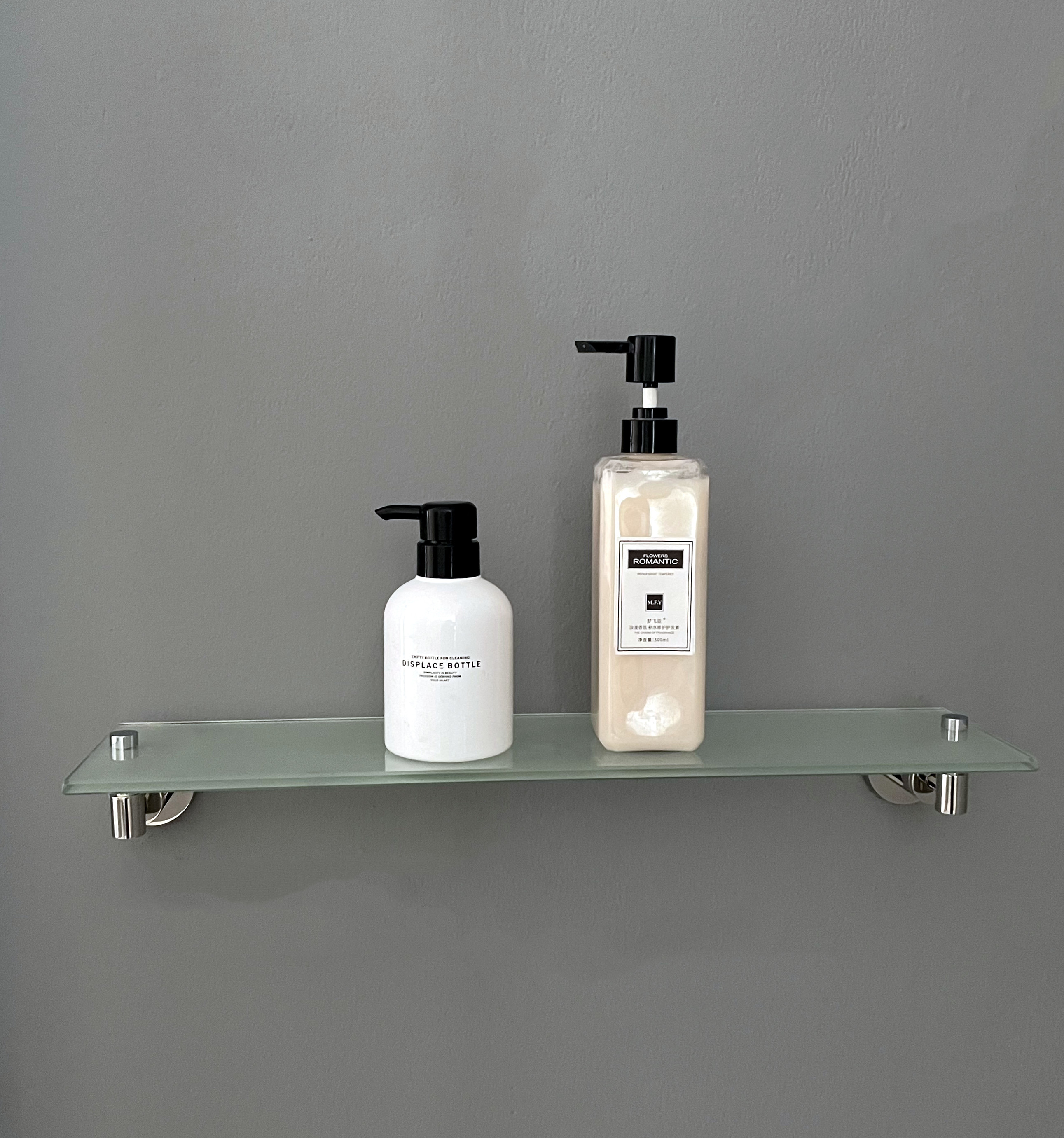 Rectangular Floating Glass Shelves Rustproof Wall Mounted Stainless Steel Shampoo Rack
