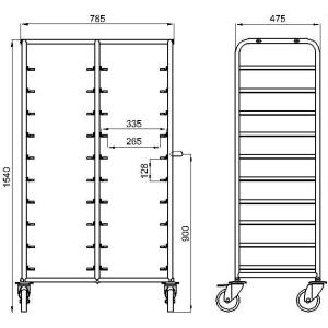 RK Bakeware China Foodservice NSF 600 × 400 mm Oven Baking Tray Trolley ,