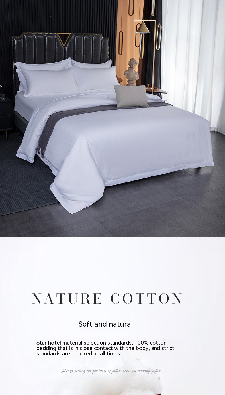 80 Fabric Count Cotton Hotel Bed Sheet Set for Customized Bedsheets in White Color