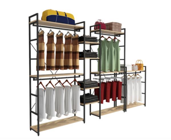 Modern Style Clothing Shop Display Racks Wall Mounted Clothing Rack For Shopping