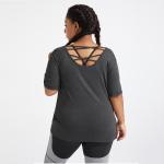 BSCI certified Women'S Plus Size Yoga Wear Dry Fit Dark Grey Sports T Shirt