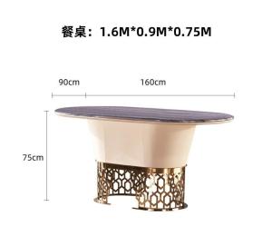 China Modern Light Hotel Restaurant Furniture Simple Oval Marble Dining Table factory