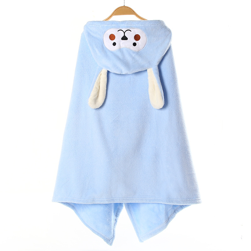 Customized Size Baby Hooded Bath Wrap Microfiber Coral Fleece Towel for Boys Girls