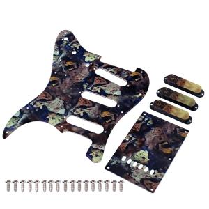 China Battlefield Pattern 3-Ply Standard SSS Electric Guitar Pickguard Set Screw Back Plate Scratch Plate ST Electric Guitars factory