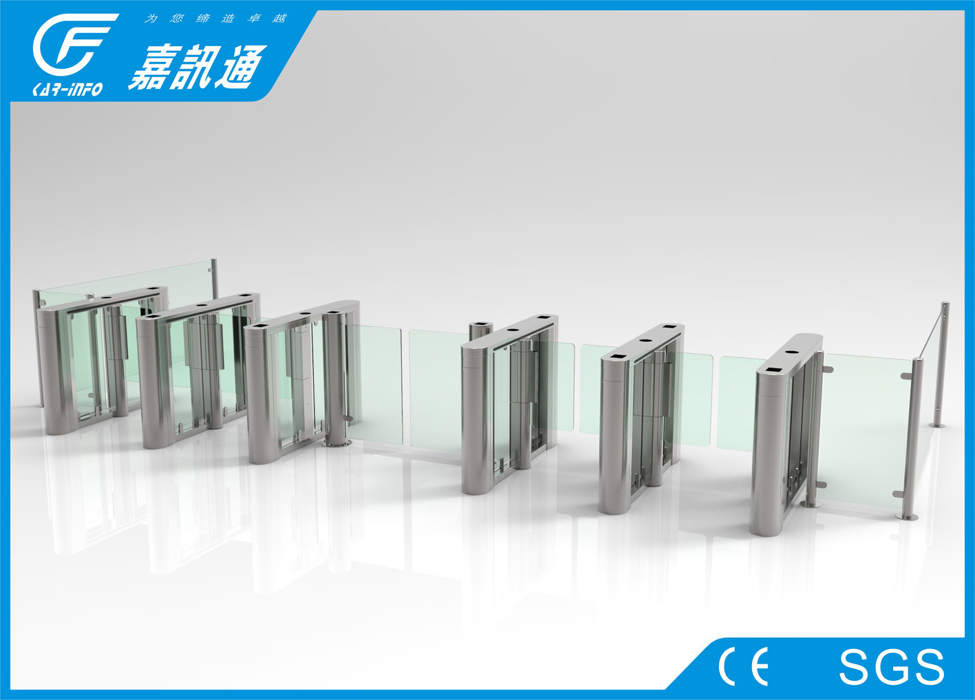 Pedestrian Access Gate Rfid Access Control System , Waist High Turnstile For Meeting Center