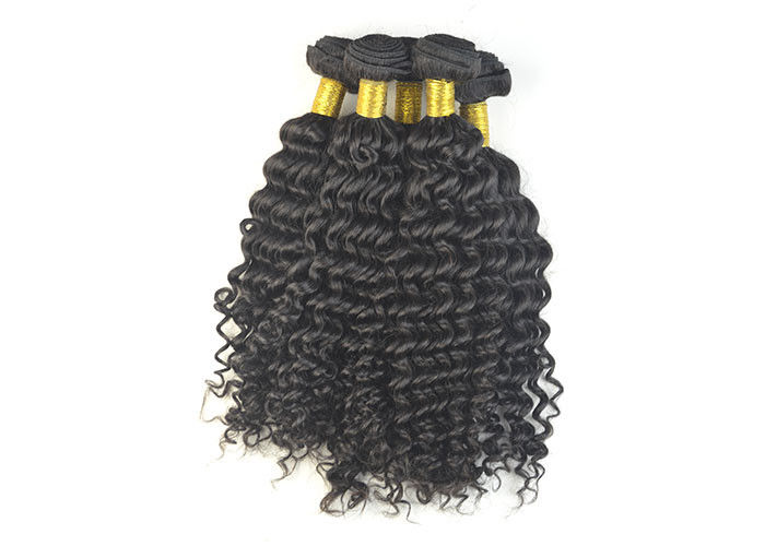Custom Natural Black Remy Virgin Human Hair Extensions Deep Wave