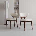 Star Hotel Solid Wood White Leather Dining Room Chairs