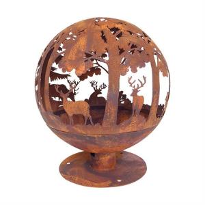 China Woodland Deer Corten Steel Fire Globe Round Ball Fire Pit OEM factory