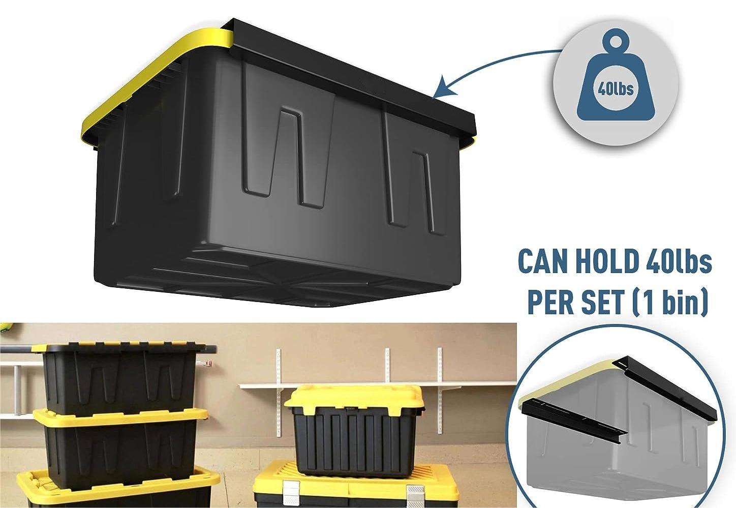 Metal Overhead Storage Bin Rack for Garage Ceiling Black Ceiling Rails for Garage