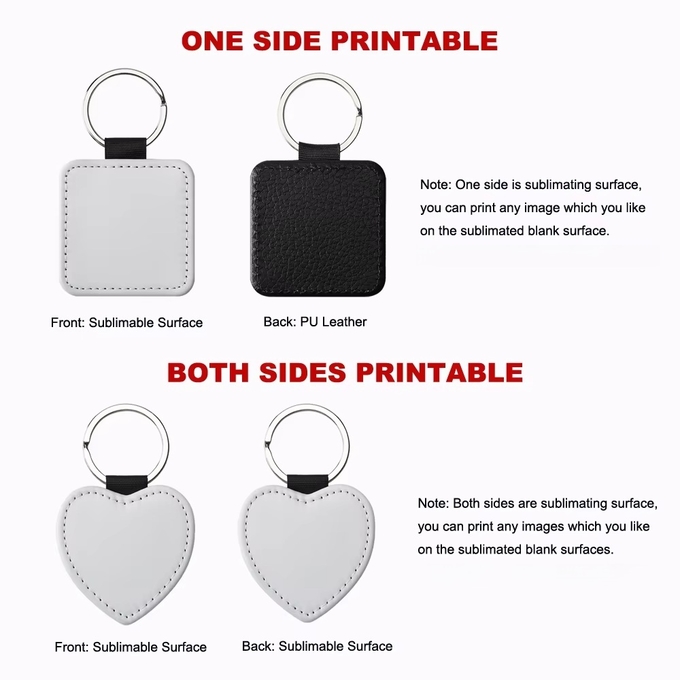 Custom Leather Keychain Printable Double Sided Sublimation Leather Keychain Blanks