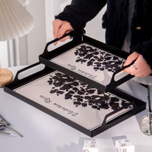 China Ramadan Ceramic Tray With Gold Rim Handles Handpainted Eid Al Fitr Porcelain Plate factory