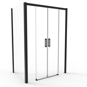 China Tempered Glass Bathroom Shower Room Matte Balck Color Square Sliding Door factory