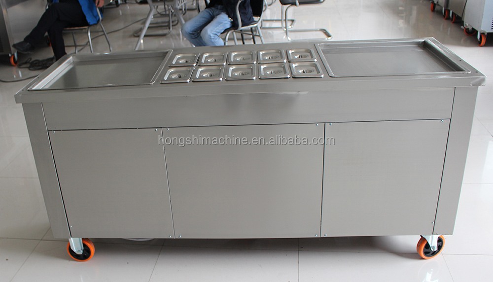 Double pan fried ice cream rolled machine