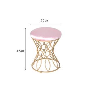 China Indoor Gold Velvet 35cm Stainless Steel Ottoman Dirt Resistant factory