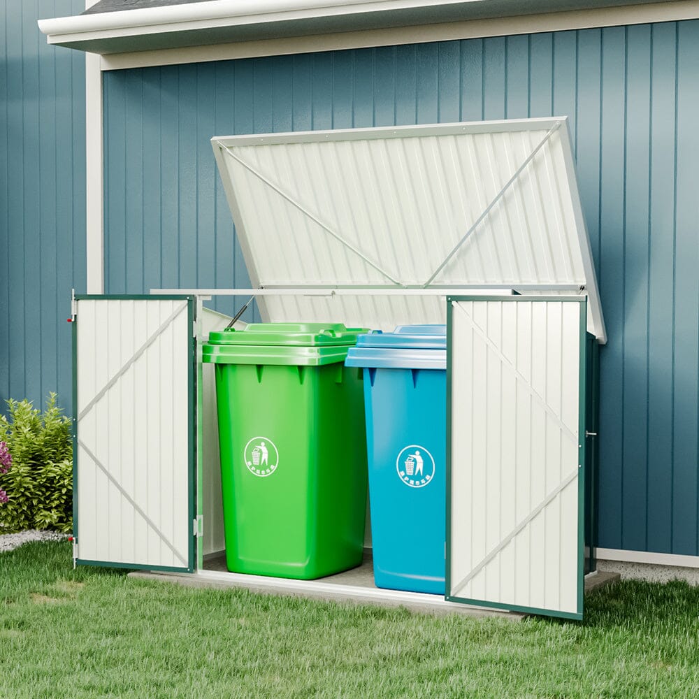 Galvanized Steel Bin Storage Shed with Lockable Doors Rot Proof Metal Type Steel