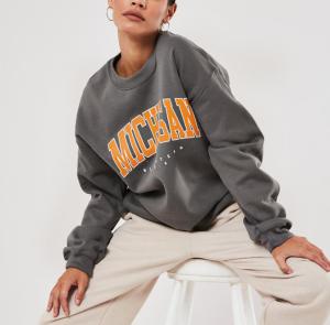 China Plain Cotton Crew Neck Jumper Womens Grey Graphic Sweatshirt factory