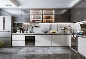 China Modern Luxury Interior Furniture Flat Pack Design Cupboard Kitchen Cabinets factory