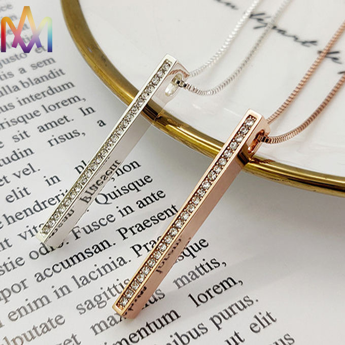Nickel Free SS304 Cuboid Bar Necklace Engraved