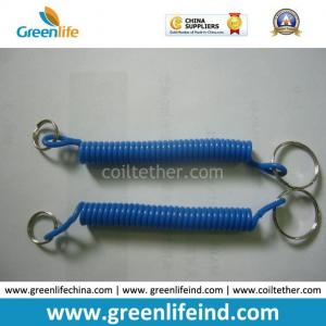 China Simple Design Blue Spring String Coiled Key Chain Lanyard Holder factory