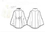 Black Cape Funnel Collar Ladies Wool Coat Melton Material With Belt TW64853