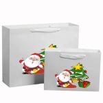 Recyclable Kraft Paper Tote Bag Hot Foil / UV / Varnish Christmas Gift Wrap Bags