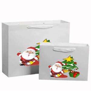 China Small Business Logo Printed White Paper Bags with Custom Logo and Black Handle factory