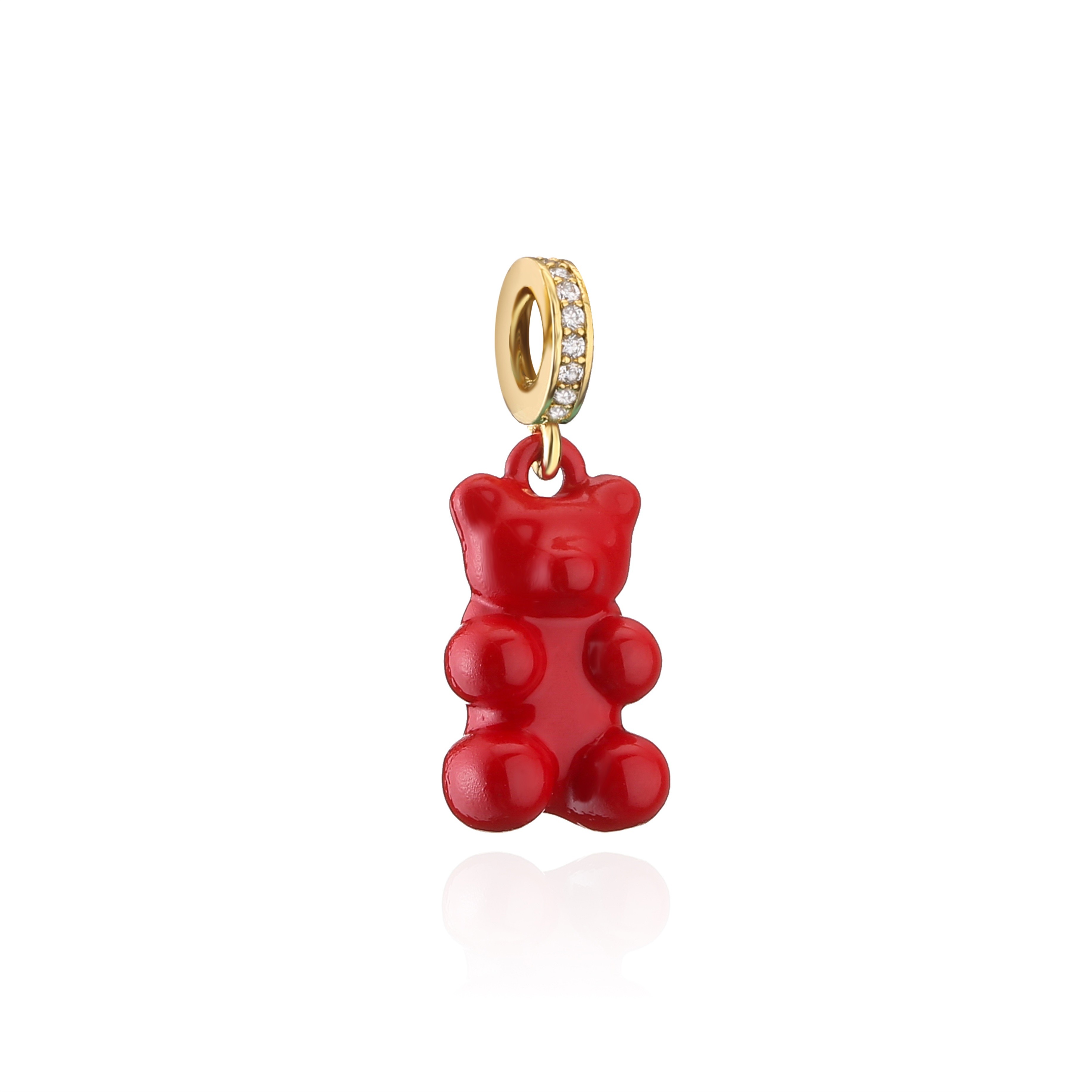 Custom Gold Plated Teddy Bear Pendant Necklace Lovely Artificial Cubic Zirconia