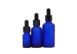 Cosmetic Glass Dropper Essential Oil Bottle Frosted Blue 100ml With Plastic