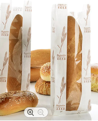 Custom Printed Eco Friendly Bakery Plastic Bread Bags / Baguette Paper Bag Lightweight
