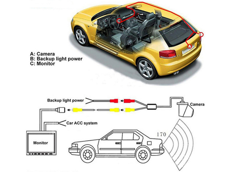 Universal Vehicle Hidden Camera , Night Vision Reverse Camera With 2 Parking Radar Sensor