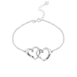 China 1.9X1.7cm 0.35oz Double Heart Ankle Bracelet unisex Engraved Name Bracelet ODM factory