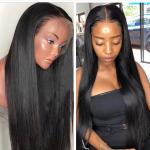 Silk Straight 360 Lace Frontal Wig Raw Brazilian Human Hair Elastic Net At Back