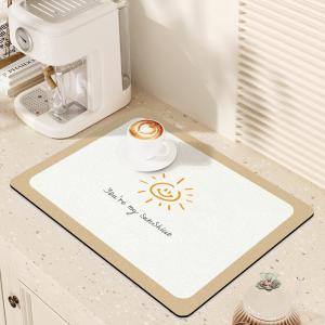 China Stocked Soft Diatomite Anti Slip Absorbent Kitchen Drain Dish Coffer Bar Quick Drying Mat factory