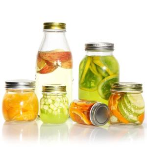 Custom Design 8 Oz 16 Oz Food Storage Container Glass Mason Jar with Lids