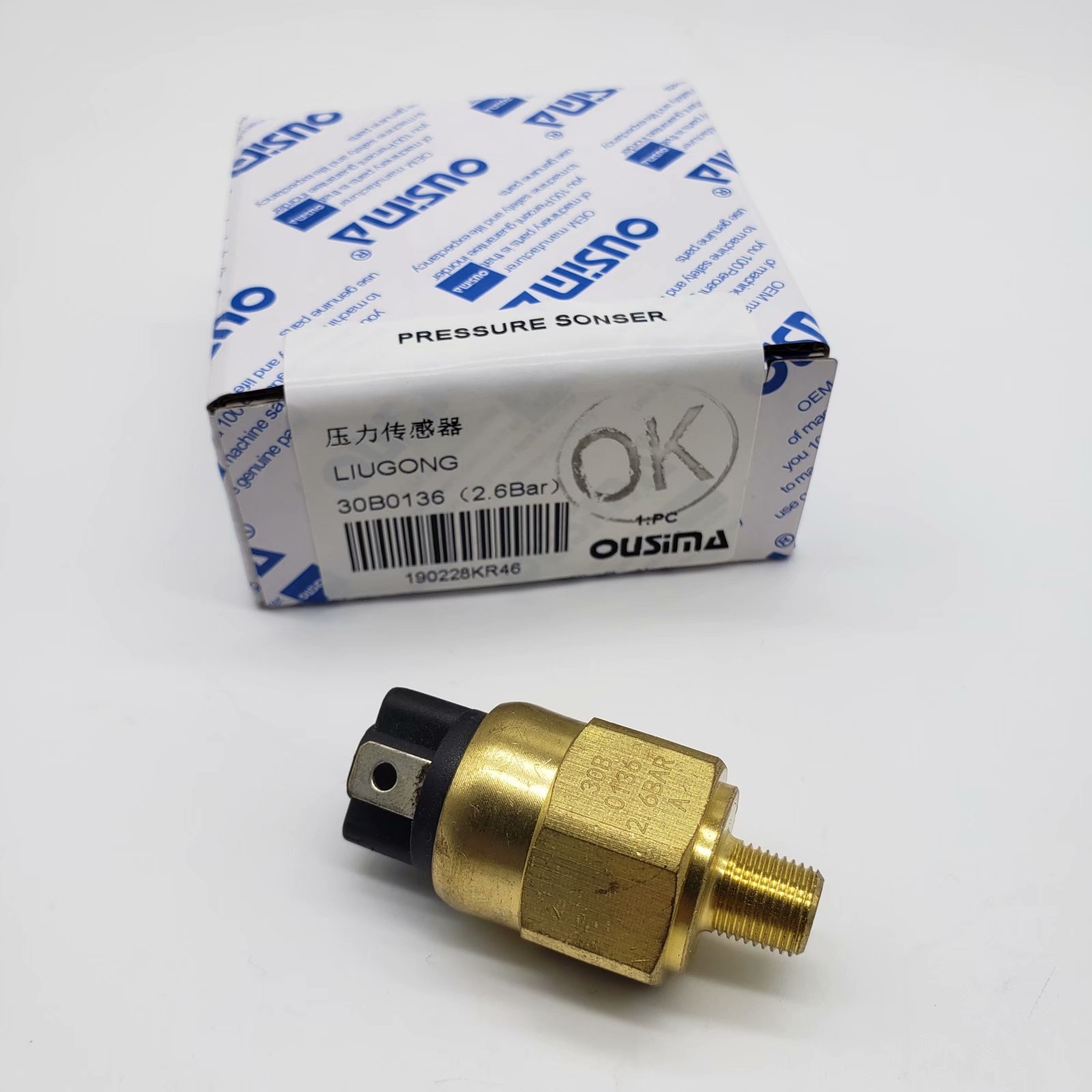 OUSIMA Pressure Sensor 30B0136 Excavator Part 30B0136(2.6Bar) For LIUGONG