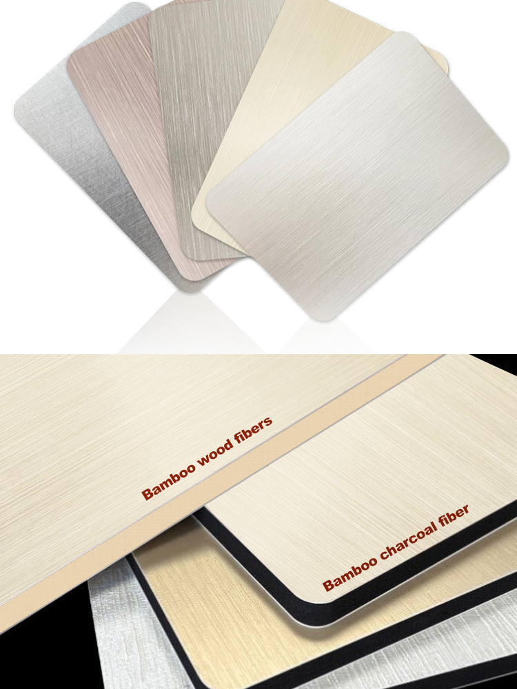 Bamboo Charcoal Wood Veneer Metal Wall Panel Decorative Plate Bamboo PET Metal Board
