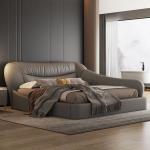 Anti Fall Hotel Bedroom Furniture Leather Bed Soft Pack 1.8m Oak Nordic Bed