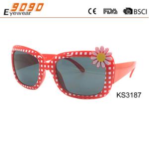 China 2017 hot sale of Girl's Sunglasses, Plastic red Frame with Sunflower factory