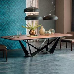 China European Design Rectangular Metal Dining Table Set Dirt Resistance factory
