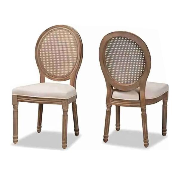Dinning Banquet Event French Style Rattan Back Solid Wood Louis Chair Stackable