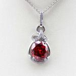 Sterling Silver Oval Pink Zircon Pendant and 925 Silver Chain Necklace (PSJ0268)