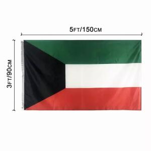 China Factory Hotsale Kuwait Country Flag Digital Printing 100D Polyester 3x5Ft Flag factory